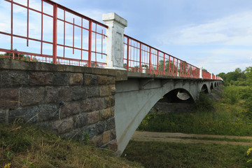 Bridge over the kasari River in summer.