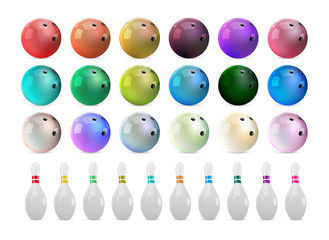Bowling set balыl and skittles. Vector illustration.