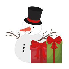 gift boxes and snow man isolated icon