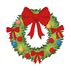 garland with bow and balls isolated icon