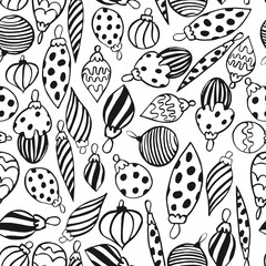 Vector  seamless pattern with hand drawn   Christmas balls.