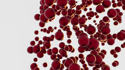 3D render - red, glossy spheres floating in space