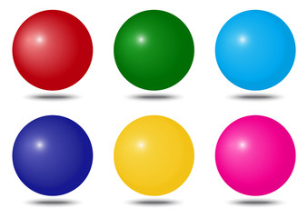 Set of colorful spheres with shadow. Vector illustration