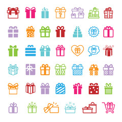 Gifts icons set. Vector illustration.