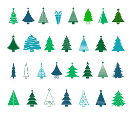 Obraz premium Christmas tree set. Vector illustration.
