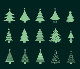 Christmas tree set. Vector illustration.