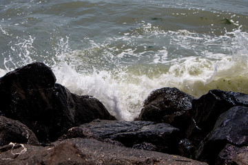 Sea waves crashing on the rocks. Black sea. Bulgaria