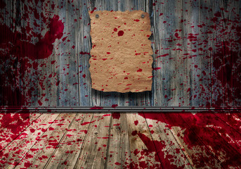 Blood on wall, abstract room interior