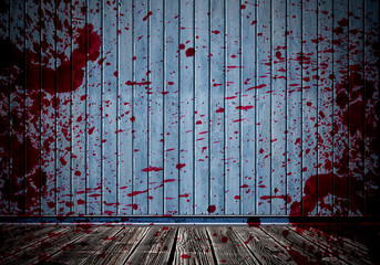 Blood on wall, abstract room interior