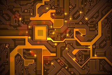 High tech electronic circuit board vector background.