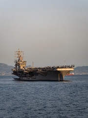 Italy, Campania, Gulf of Naples, Naples, Port of Naples, CVN 69 USS Dwight D. Eisenhower, aircraft...