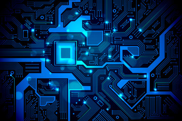 High tech electronic circuit board vector background.