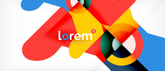 Geometric colorful shapes composition abstract background. Minimal dynamic design