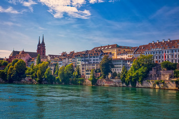 The river Rhine and the historic center of Basel