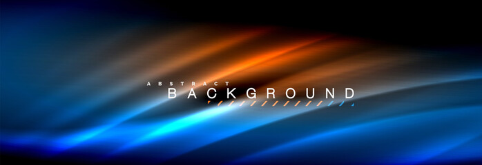 Neon glowing fluid wave lines, magic energy space light concept, abstract background wallpaper design