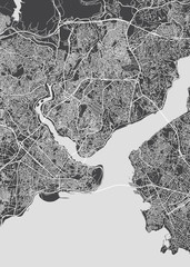 City map Istanbul, monochrome detailed plan, vector illustration