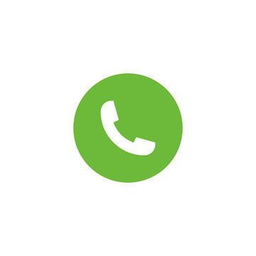 Vector green phone icon isolated on white background. Element for design interface mobile app or website. UI button
