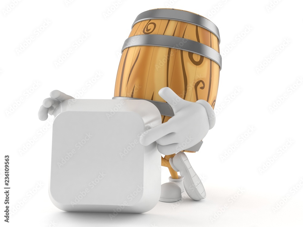 Wall mural cask character pointing finger on keyboard key