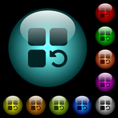 Undo component operation icons in color illuminated glass buttons