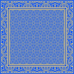 Geometric Pattern with hand-drawing floral ornament. illustration. For fabric, textile, bandana, scarg, print.