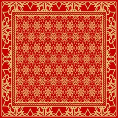 Obraz premium Floral Geometric Pattern. Vector illustration. For fabric, textile, bandana, scarg, print.
