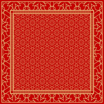 Design of a Scarf with a Geometric Flower Pattern . Vector illustration. Seamless. For Print Bandana, Shawl, Carpet, tablecloth, bed cloth, fashion