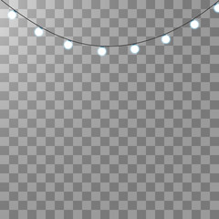 Christmas lights isolated on transparent background. Xmas glowing garland. Vector illustration