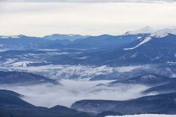 Fototapeta na wymiar View of the snowy mountain