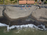 Indonesia, Bali, Aerial view of Yeh Gangga beach