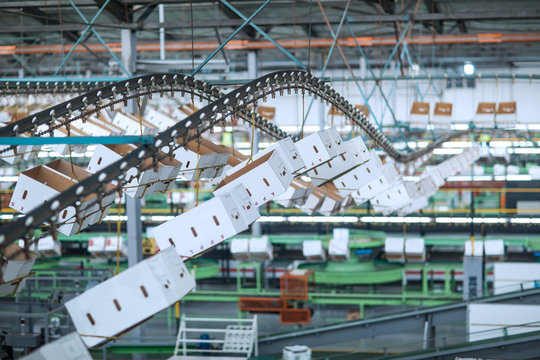 Cardboard boxes in a factory