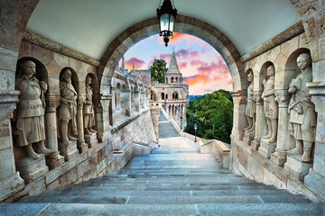 Fisherman's Bastion, popular tourist attraction in Budapest, Hungary - 236112922