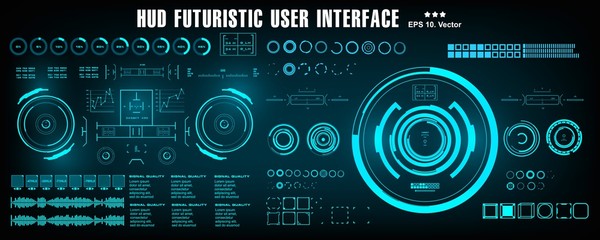 Sci-fi futuristic blue hud dashboard display virtual reality technology screen