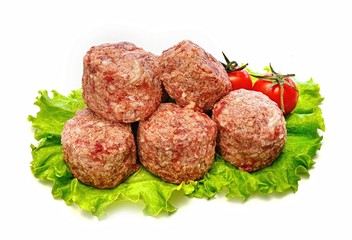 Meat patties on a white background