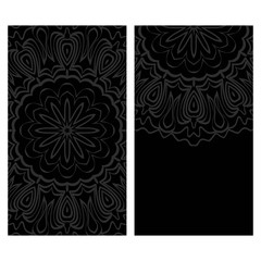 Vintage cards with Floral mandala pattern. Vector template. The front and rear side