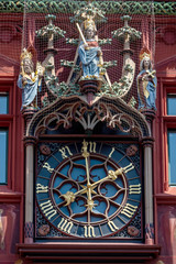 The beautiful decorated old City Hall of Basel in Swiss