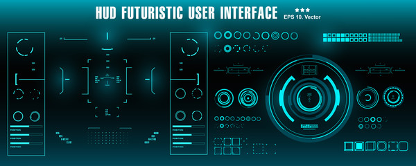 Sci-fi futuristic blue hud dashboard display virtual reality technology screen
