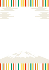 新年　富士山　ストライプ背景