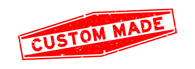 Grunge red custom made word hexagon rubber seal stamp on white background