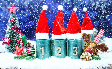 3 Advent Karte Panorama Weihnachtsmütze Karte 