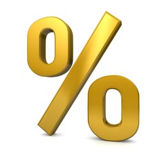 3d percent sign golden percentage interest rate % symbol
