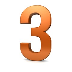 number 3d 3 three orange