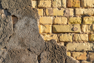 Damaged brick wall background