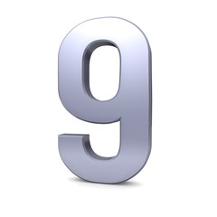 9 number nine silver 3d render