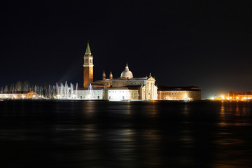 Fototapeta na wymiar View of Grand Canal and San Giorgio Maggiore church at a night. Venice cityscape. Italy.
