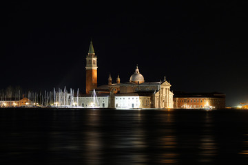 View of  Grand Canal and San Giorgio Maggiore church at a night. Venice cityscape. Italy.