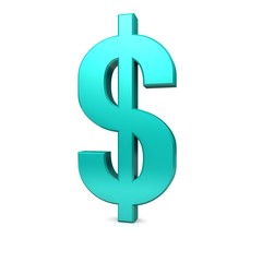 dollar sign icon turquoise 3d rendering symbol isolated mark on white background