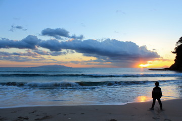 Naklejka premium 下田 白浜の日の出