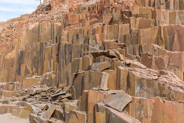 Basalt, volcanic rocks known as the Organ Pipes, Twyfelfontein in Damaraland, Namibia.