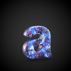 Acrylic pouring letter A lowercase isolated on black background