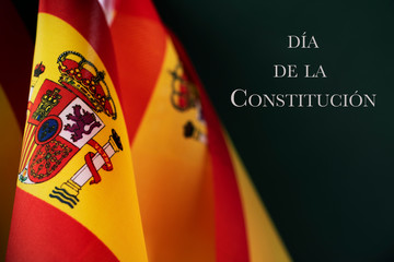 some spanish flags and the text dia de la constitucion, constitution day written in spanish, on a...